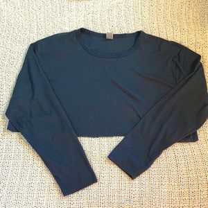 Grey/blue cropped shirt